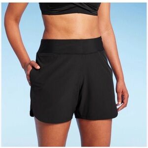 Lands' End Women's XL 18 Black Swim Shorts Board Swimwear Stretch UPF 50+